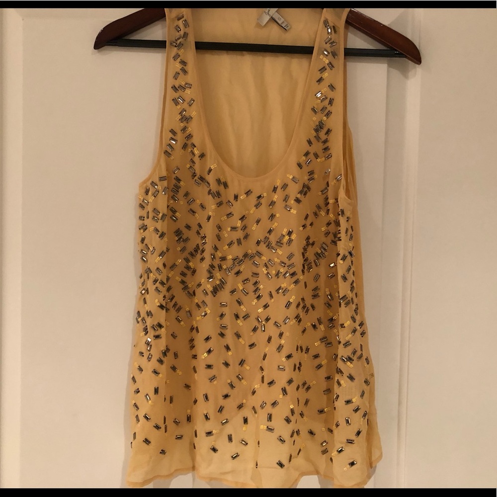 Joie Size Small Yellow Beaded Top
